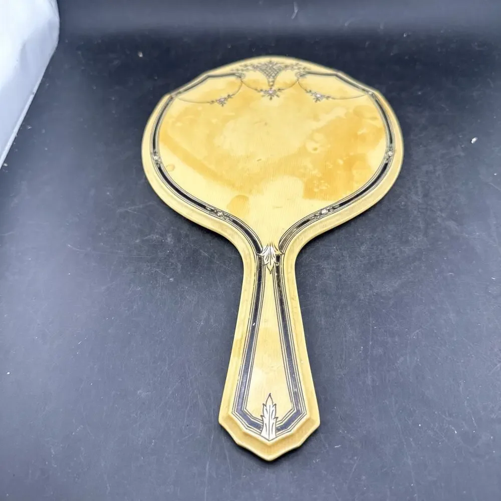 Vintage Du Barry Pyralin Ivory Hand Mirror – 1920s Celluloid Art Deco